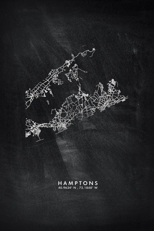 Hamptons City Map Chalkboard Style