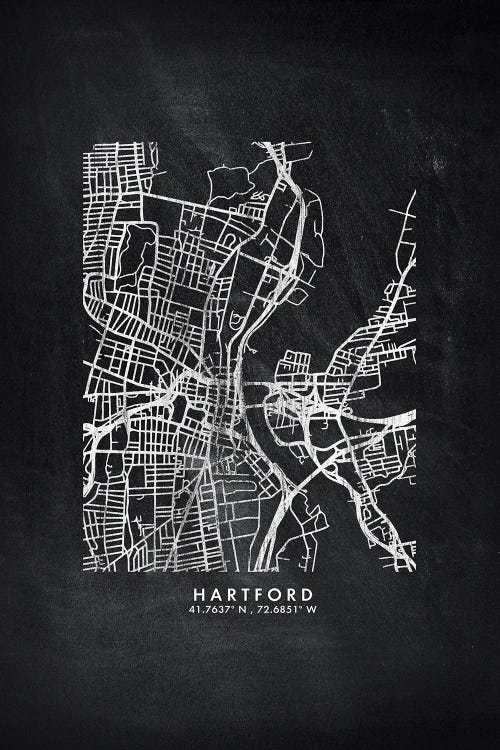 Hartford City Map Chalkboard Style