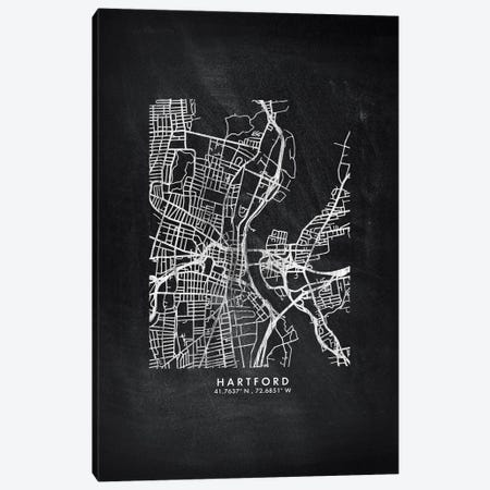 Hartford City Map Chalkboard Style Canvas Print #WDA2157} by WallDecorAddict Canvas Art Print
