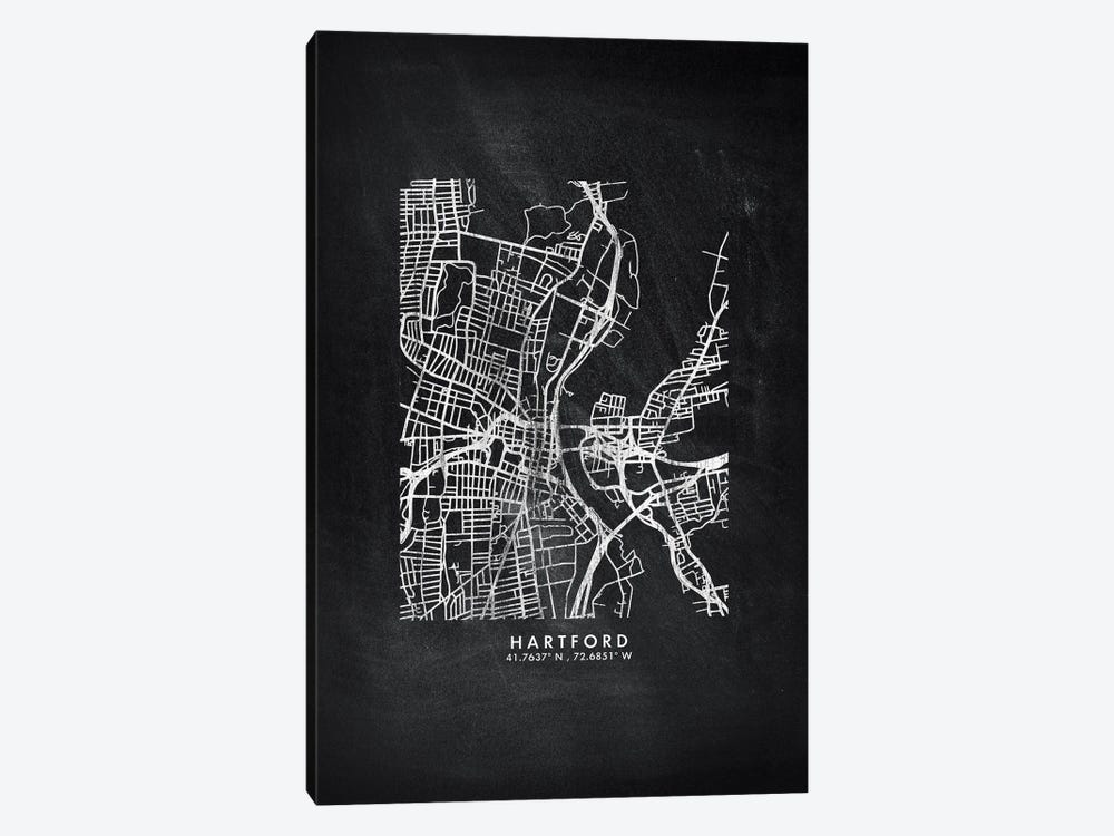 Hartford City Map Chalkboard Style by WallDecorAddict 1-piece Art Print