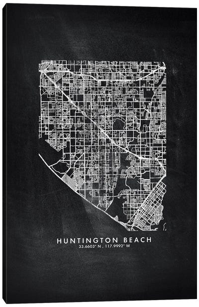 Huntington Beach City Map Chalkboard Style Canvas Art Print