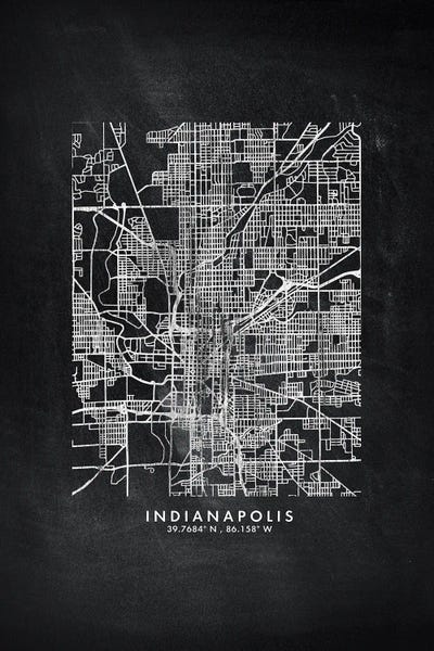 Indiana: Indianapolis City Map Chalkboard Style by WallDecorAddict