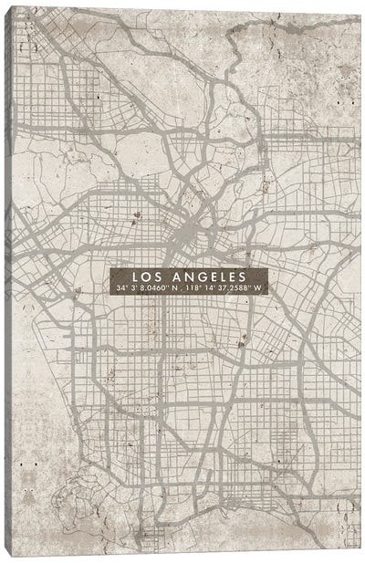 Los Angeles City Map Abstract Canvas Art Print - Los Angeles Art