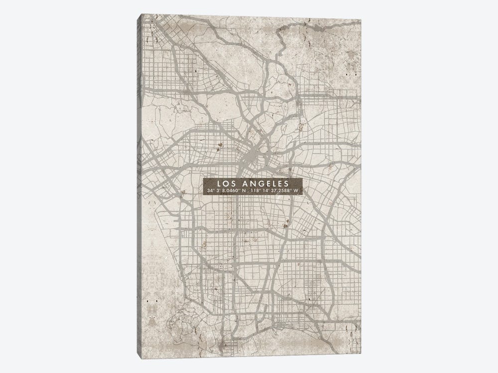 Los Angeles City Map Abstract by WallDecorAddict 1-piece Canvas Art