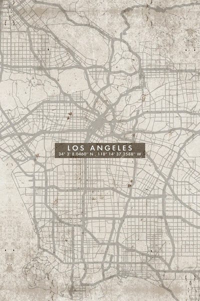 Los Angeles Maps: Los Angeles City Map Abstract by WallDecorAddict
