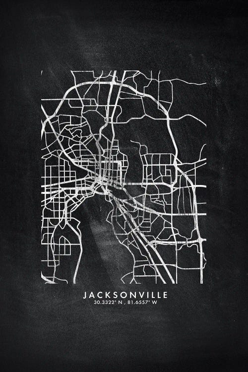 Jacksonville City Map Chalkboard Style