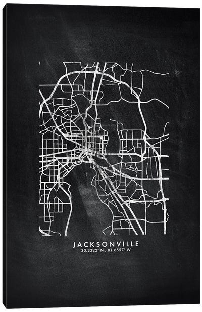 Jacksonville City Map Chalkboard Style Canvas Art Print - Jacksonville Art