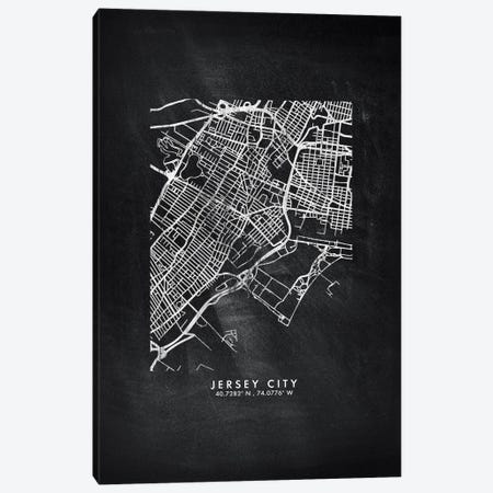 Jersey City, New Jersey, City Map Chalkboard Style Canvas Print #WDA2161} by WallDecorAddict Canvas Art Print