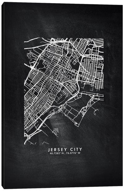 Jersey City, New Jersey, City Map Chalkboard Style Canvas Art Print - New Jersey Art