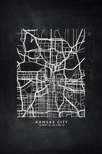 Kansas City Map Chalkboard Style by WallDecorAddict canvas print