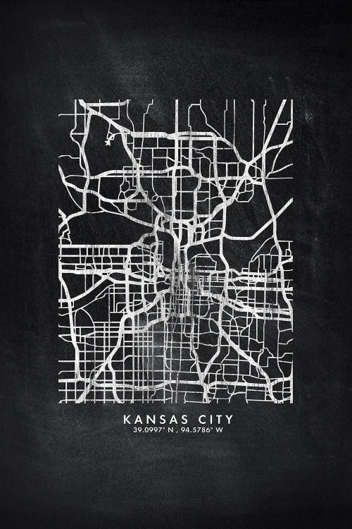 Kansas City Map Chalkboard Style