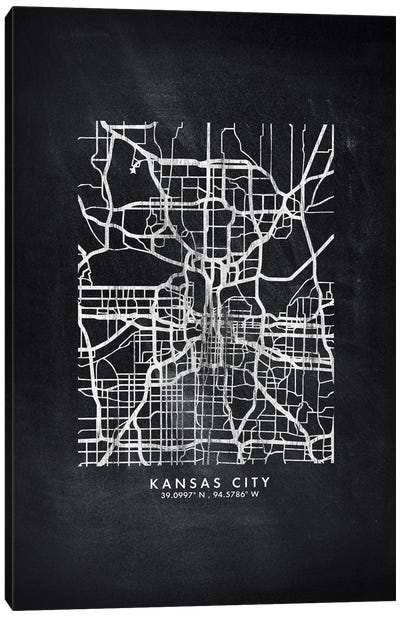 Kansas City Map Chalkboard Style Canvas Art Print - Kansas