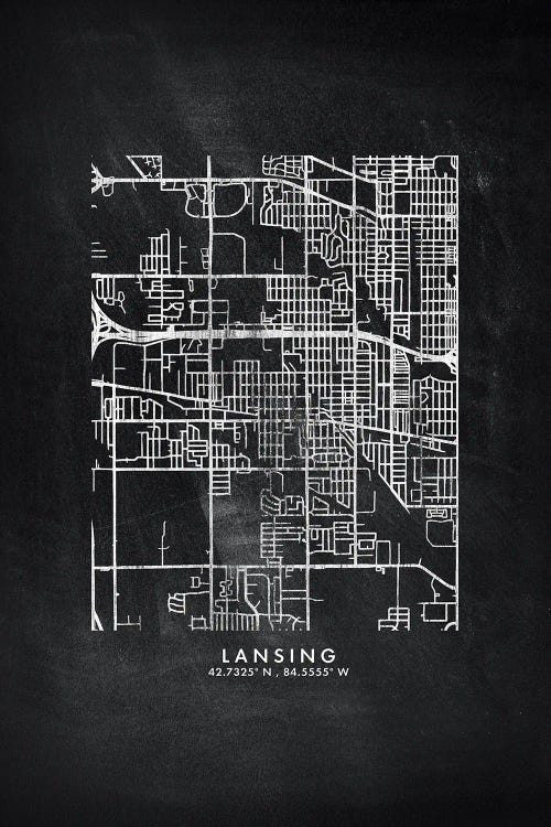 Lansing City Map Chalkboard Style by WallDecorAddict wall art