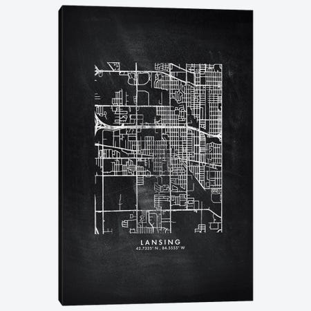 Lansing City Map Chalkboard Style Canvas Print #WDA2164} by WallDecorAddict Canvas Artwork