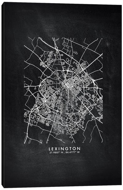 Lexington City Map Chalkboard Style Canvas Art Print - Kentucky Art