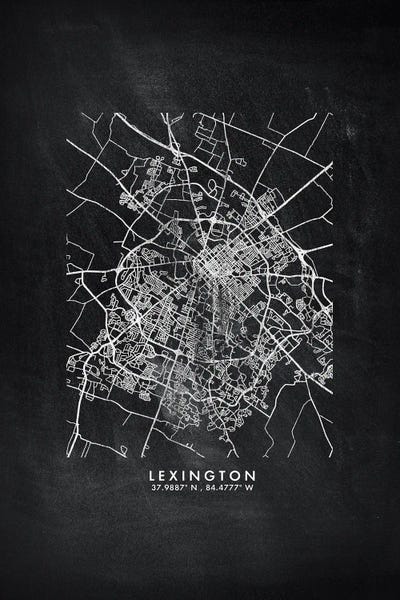 Large Map Art - Canvas Prints: Lexington City Map Chalkboard Style by WallDecorAddict