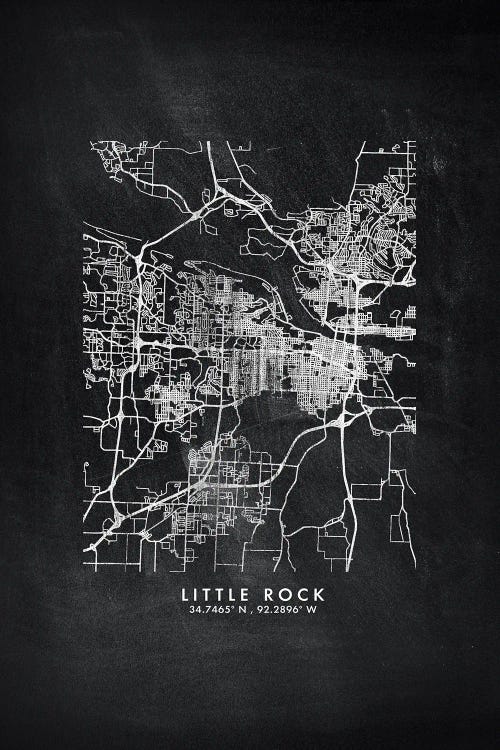 Little Rock City Map Chalkboard Style