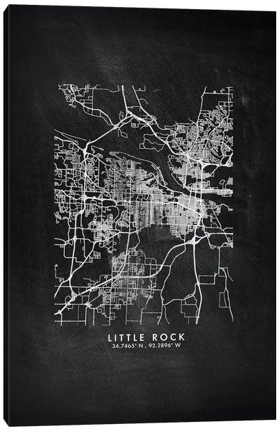 Little Rock City Map Chalkboard Style Canvas Art Print - Arkansas