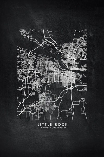 Arkansas: Little Rock City Map Chalkboard Style by WallDecorAddict