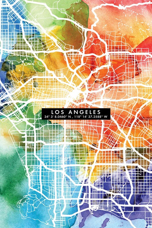 Los Angeles City Map Colorful