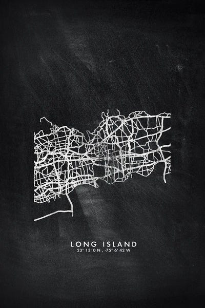 Long Island City Map Chalkboard Style by WallDecorAddict canvas print