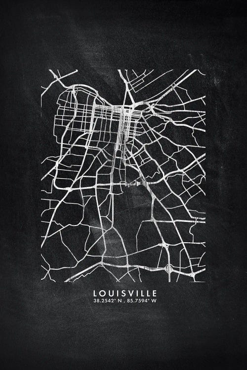 Louisville City Map Chalkboard Style