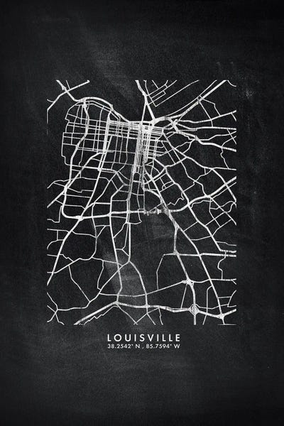 Kentucky: Louisville City Map Chalkboard Style by WallDecorAddict