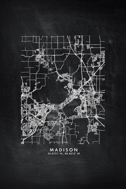 Madison City Map Chalkboard Style