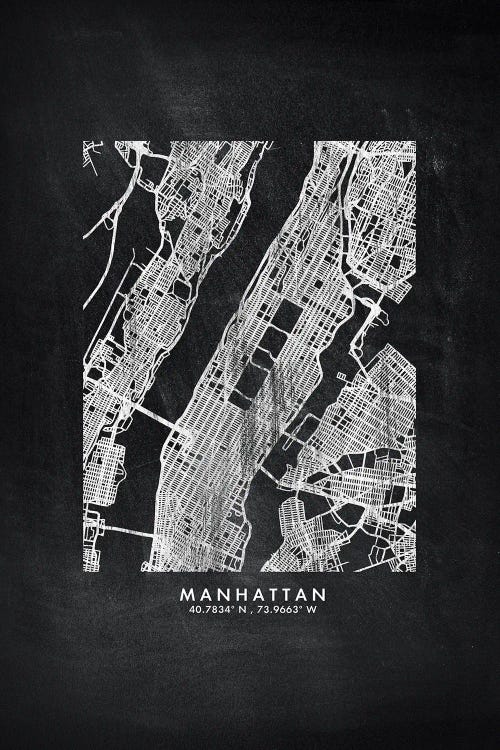 Manhattan City Map Chalkboard Style