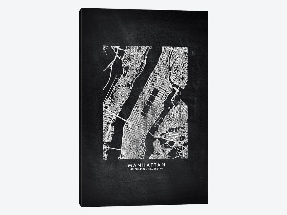 Manhattan City Map Chalkboard Style by WallDecorAddict 1-piece Art Print