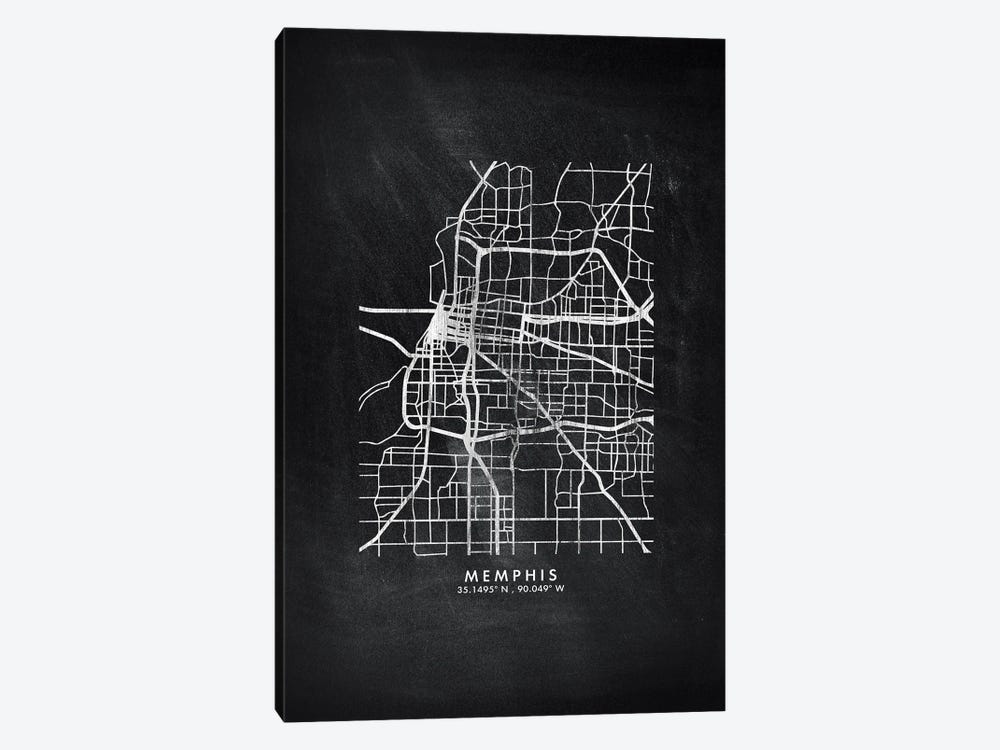 Memphis City Map Chalkboard Style by WallDecorAddict 1-piece Canvas Artwork