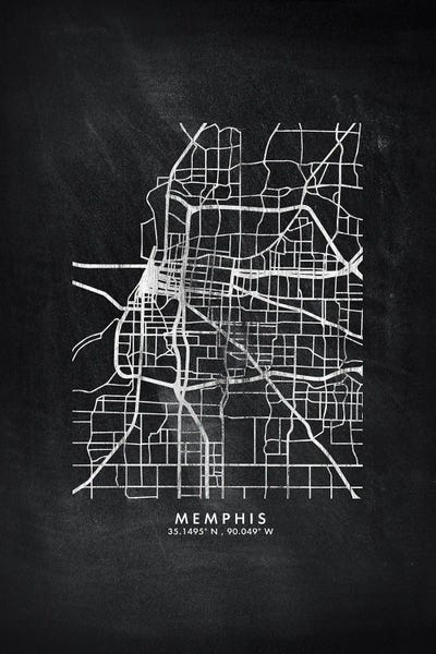 Memphis: Memphis City Map Chalkboard Style by WallDecorAddict