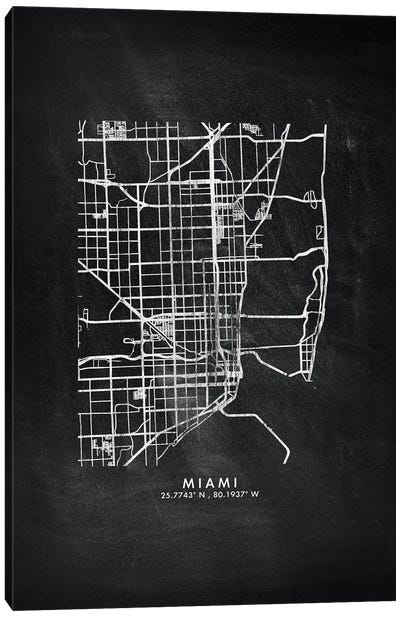 Miami City Map Chalkboard Style Canvas Art Print - Miami Maps