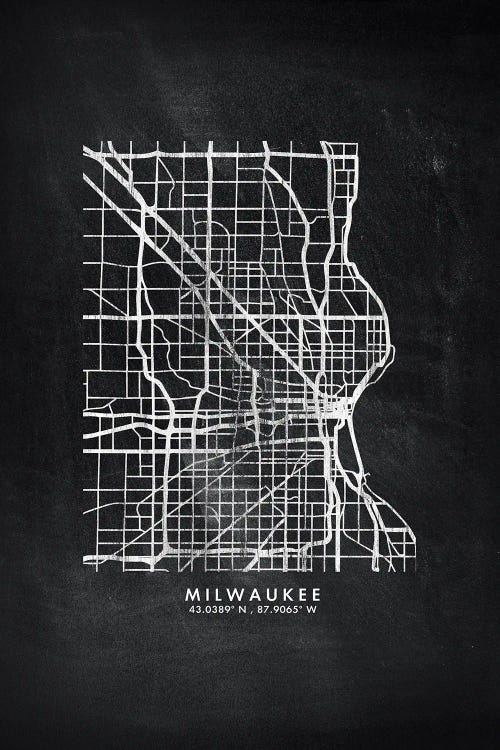 Milwaukee City Map Chalkboard Style