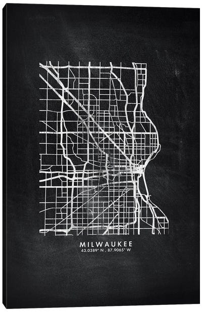 Milwaukee City Map Chalkboard Style Canvas Art Print - Wisconsin Art