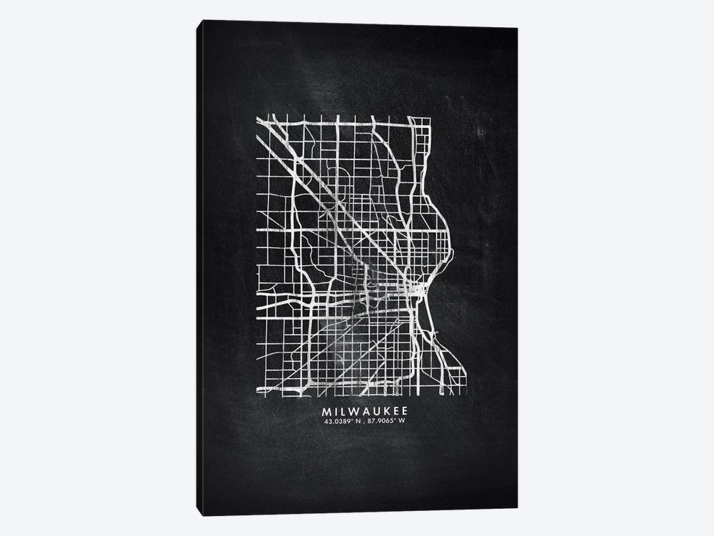 Milwaukee City Map Chalkboard Style by WallDecorAddict 1-piece Canvas Artwork