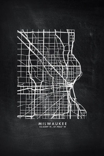 Wisconsin: Milwaukee City Map Chalkboard Style by WallDecorAddict