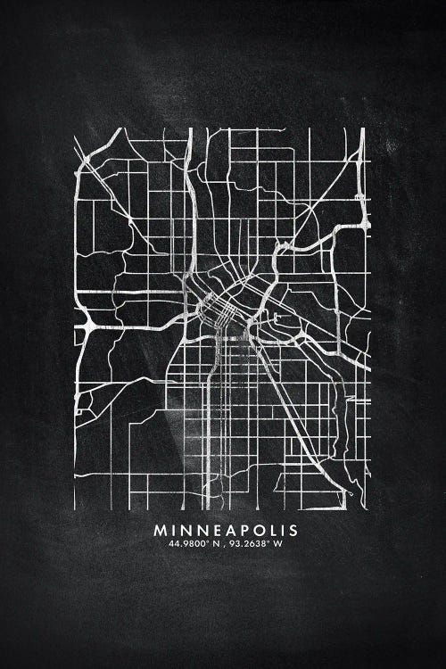 Minneapolis City Map Chalkboard Style by WallDecorAddict wall art