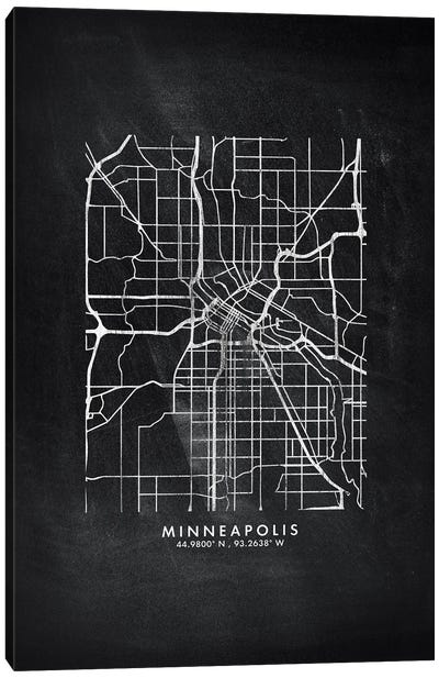 Minneapolis City Map Chalkboard Style Canvas Art Print - Minnesota Art