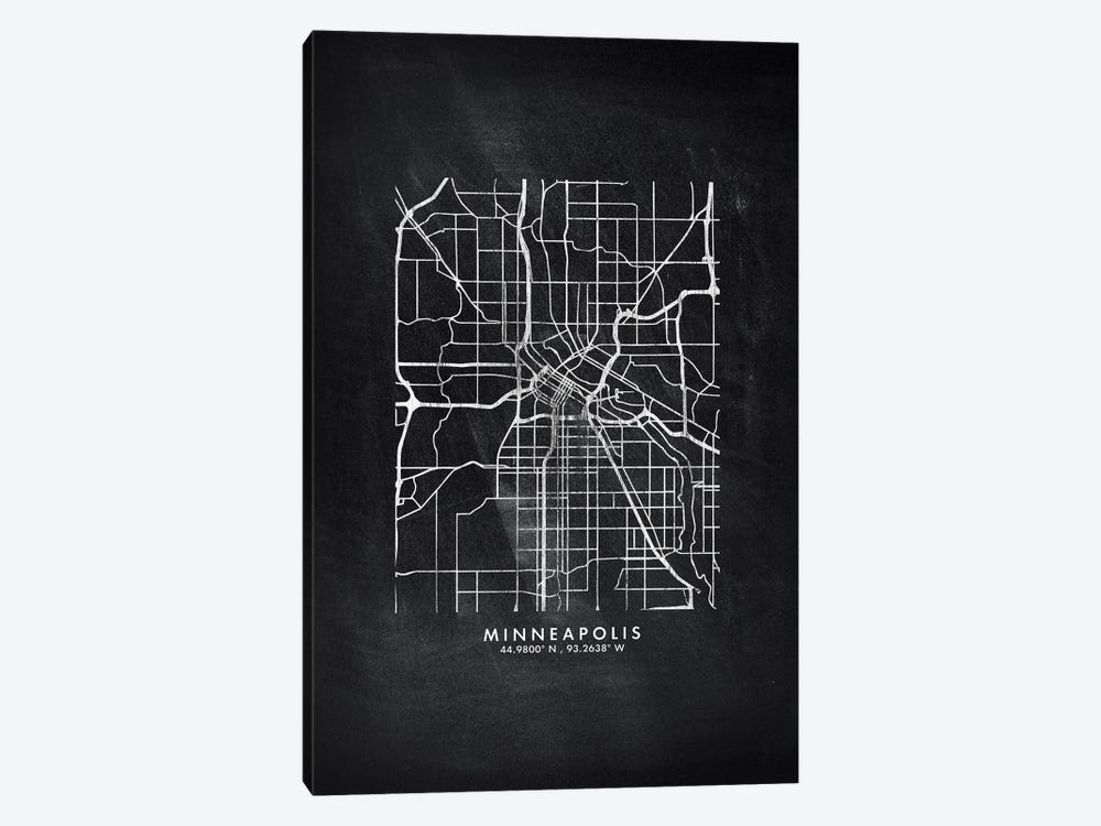 Minneapolis City Map Chalkboard Style by WallDecorAddict 1-piece Art Print