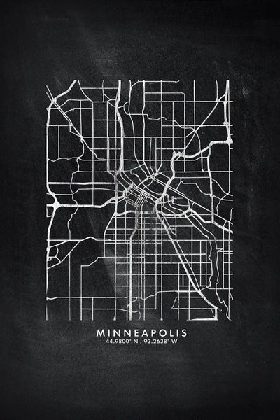 Minnesota: Minneapolis City Map Chalkboard Style by WallDecorAddict