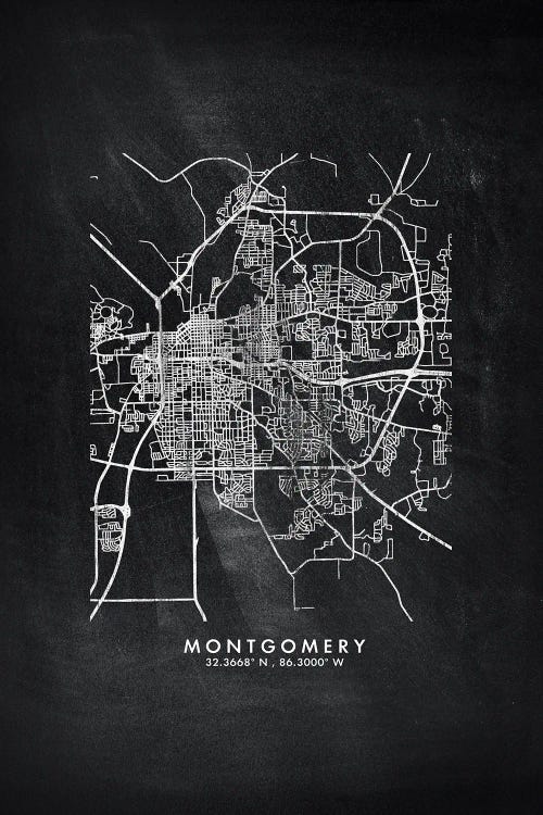 Montgomery City Map Chalkboard Style