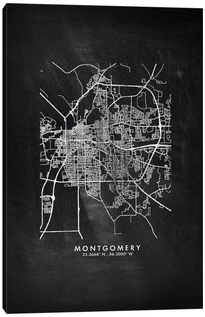 Montgomery City Map Chalkboard Style Canvas Art Print