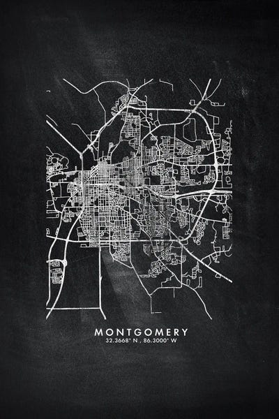 Alabama: Montgomery City Map Chalkboard Style by WallDecorAddict