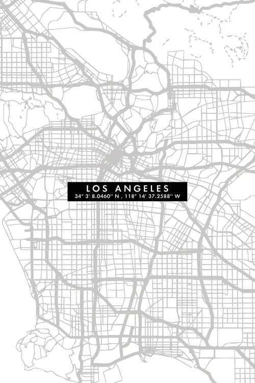 Los Angeles City Map Minimal by WallDecorAddict wall art