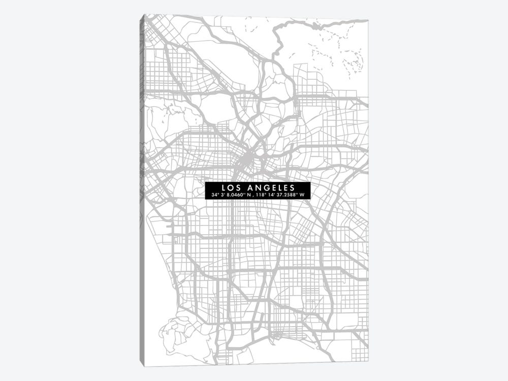 Los Angeles City Map Minimal by WallDecorAddict 1-piece Canvas Art