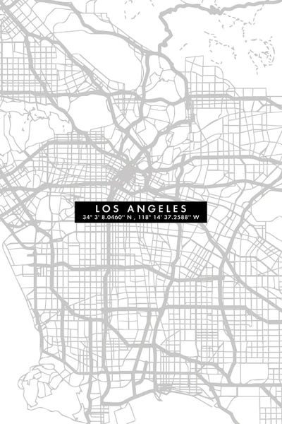 WallDecorAddict: Los Angeles City Map Minimal by WallDecorAddict