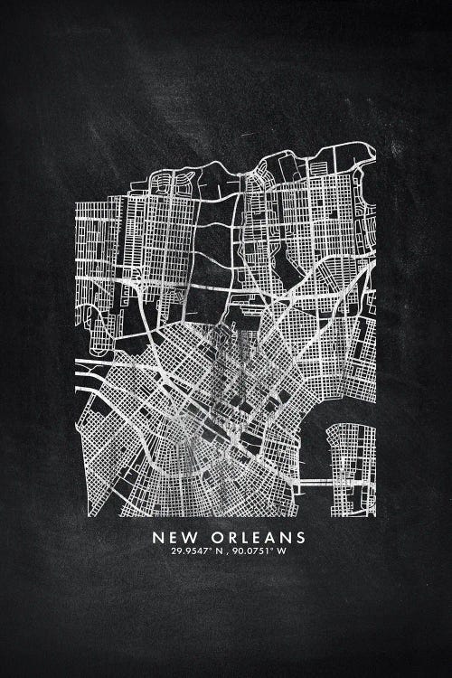 New Orleans City Map Chalkboard Style