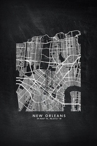 Louisiana: New Orleans City Map Chalkboard Style by WallDecorAddict