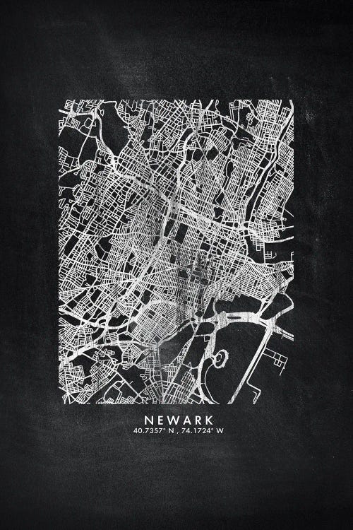 Newark City Map Chalkboard Style
